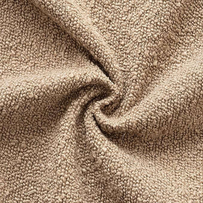 Woaboy Pack of 2 18x18 Inch Decorative Boucle Throw Pillow Covers Textured Square Pillowcaes Accent Solid Cozy Soft Cushion Covers Home Decor for Sofa Couch Living Room Home Decor,Khaki