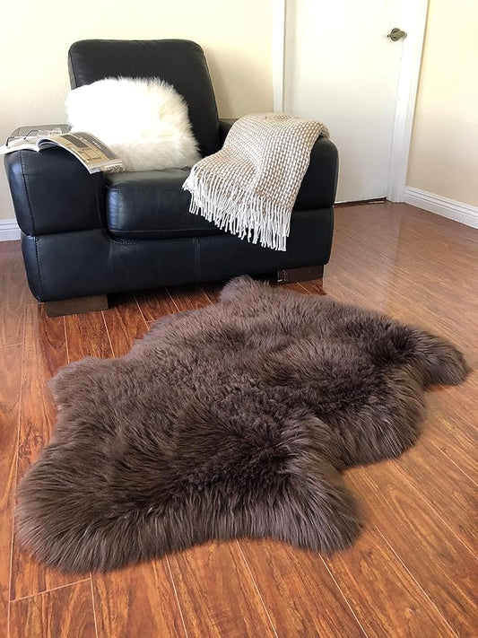 Free Shape Luxury Soft Fluffy Shag Area Rug Single 2’x3’, 60x90cm - Vegan Fur Ultra Soft Indoor Carpet Nursery Rugs for Bedroom Home Decor, Brown