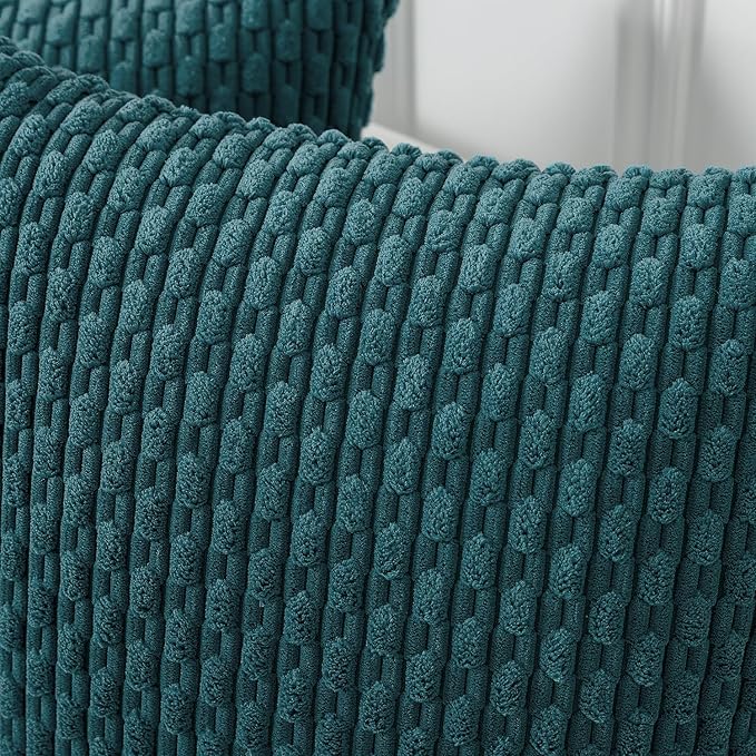 Kevin Textile Throw Pillow Covers Soft Corduroy Decorative Set of 2 Boho Striped Pillow Covers Pillowcases Farmhouse Home Decor for Couch Bed Sofa Living Room 18x18 Inch Teal Blue