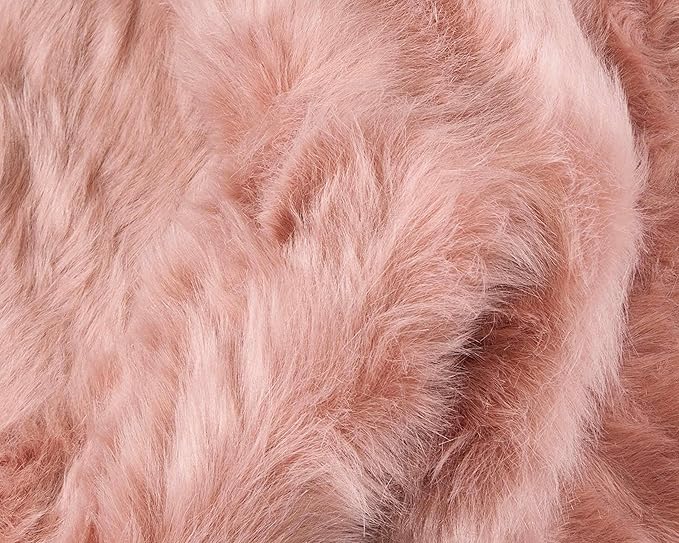 Luxe Gordon Faux Fur Rug with Soft and Fluffy Pile | Machine Washable Living Room Rug with Anti-Slip Backing | Cruelty-Free Area Rugs for Office or Bedroom, Dusty Rose, 6 ft x 6 ft