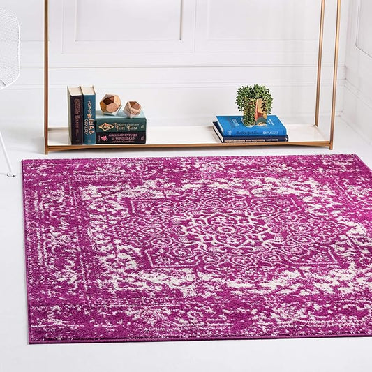 Rugs.com Arlington Collection Rug – 8 Ft Square Purple Medium-Pile Rug Perfect for Living Rooms, Kitchens, Entryways