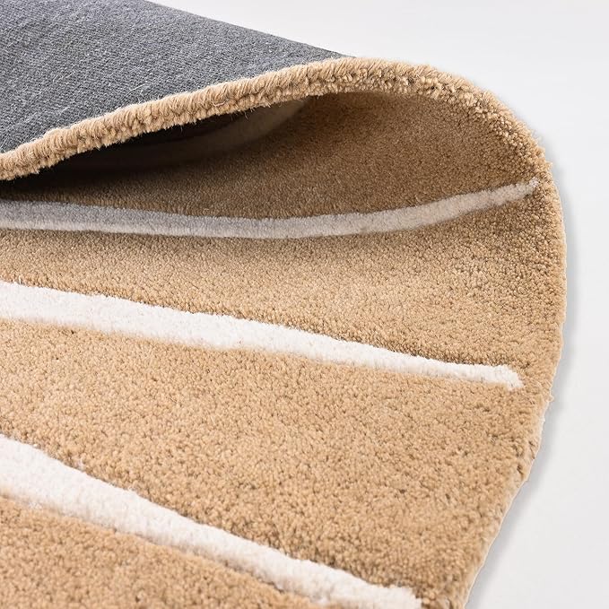 Modern Round Area Rug – Hand-Tufted with 100% NZ Wool, Thick & Soft Circular Carpet for Living Room, Bedroom & Dining Room Decor (Warm Natural, 9' Round)