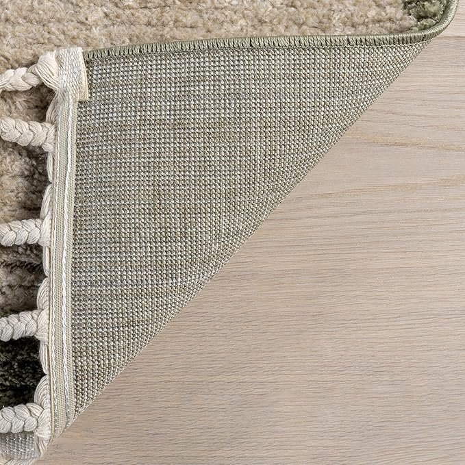 Nuloom Marissa Green/Ivory, 3' x 5', Diamond, Tassel, Soft and Cozy, High Traffic, Stain Resistant, Easy Clean, Durable Area Rug for Bedroom, Living Room, Dining Space, Den, Foyer, Entryway