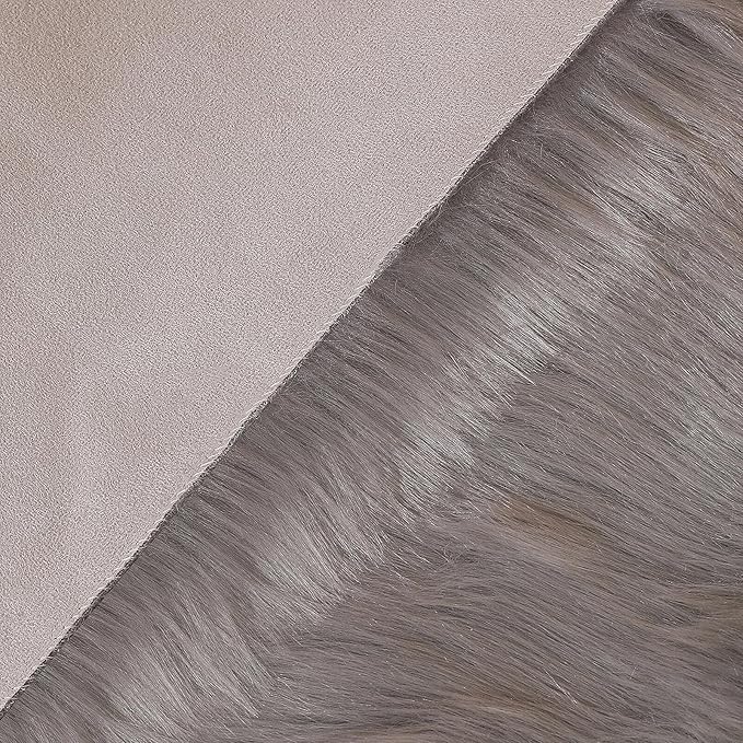 Faux Fur Rug Sheepskin Shag Fluffy Fuzzy Grey 3x4 ft Rugs for Bedroom Bedside Bed Floor Living Room Plush Rectangle High-Density Cushion Carpet Super Sofa Cover