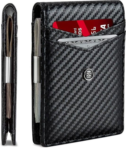 Suavell Slim Wallets for Men. Minimalist Bifold Wallet With Money Clip & ID Window. RFID Blocking Credit Card Holder Front Pocket Wallet, Gifts For Men - Husband Father On Birthday Anniversary.