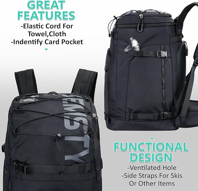 Ski Boot Bag, 55L/70L Waterproof Ski and Snowboard Boots Travel Backpack for Skis, Snowboard, Ski Helmet, Goggles, Gloves & Accessories
