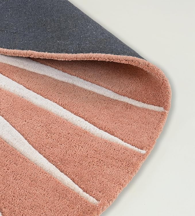 Modern Round Area Rug – Hand-Tufted with 100% NZ Wool, Thick & Soft Circular Carpet for Living Room, Bedroom & Dining Room Decor (Soft Pink, 4' Round)