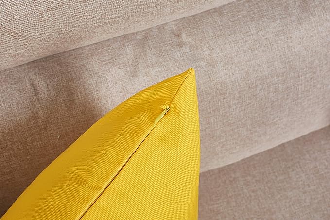 TangDepot Handmade Decorative Solid 100% Cotton Canvas Throw Pillow Covers/Pillow Shams, (18"x18", Yellow)