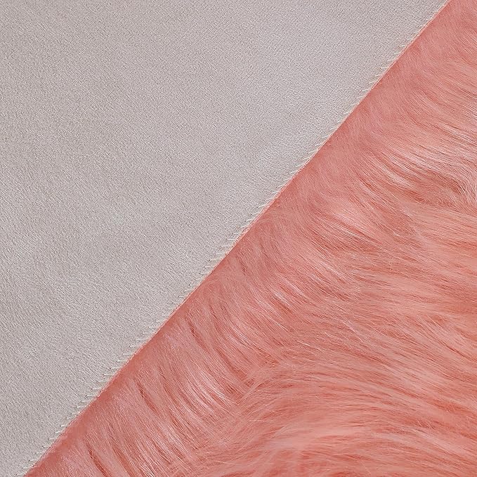 Faux Fur Rug Sheepskin Shag Fluffy Fuzzy Pink 4x6 ft Rugs for Bedroom Bedside Bed Floor Living Room Plush High-Density Cushion Carpet Super Sofa Cover