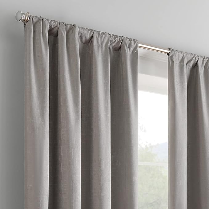 ECLIPSE Kendall Modern Blackout Thermal Rod Pocket Window Curtain for Bedroom or Living Room (1 Panel), 42 X 84, Grey