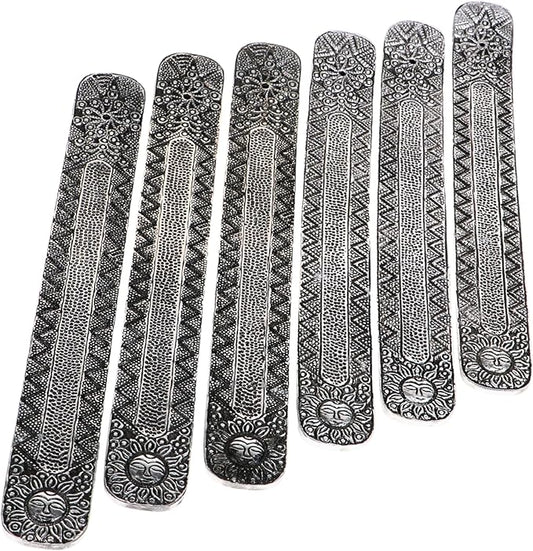 Hosley Set of 6 Metal Incense Stick Holder 9.5" Long, Ash Catcher-Silver Finish Ideal Gift for Wedding, Aromatherapy, Zen, Spa, Reiki, Meditation