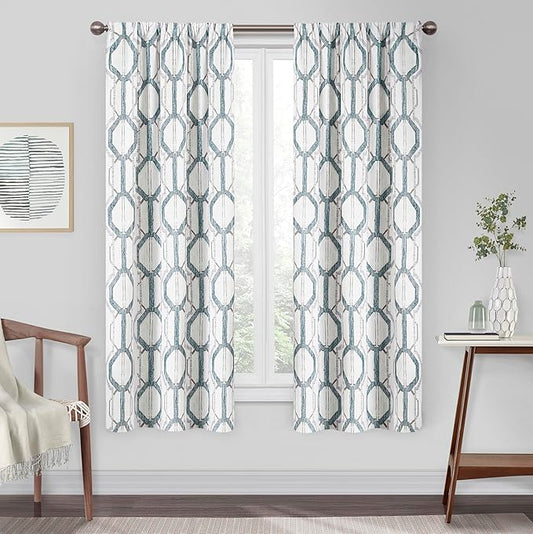 Eclipse Kendall Modern Blackout Thermal Rod Pocket Window Curtain, Insulating & Noise Reducing Curtains for Bedroom or Living Room (1 Panel), 63 in Long x 42 in Wide, Blue