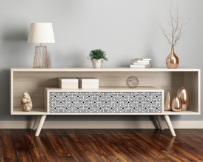 FLFK Wallpaper Border - Black and White Peel and Stick Wall Borders Decal Trim Geometric Pattern 9" x 240"