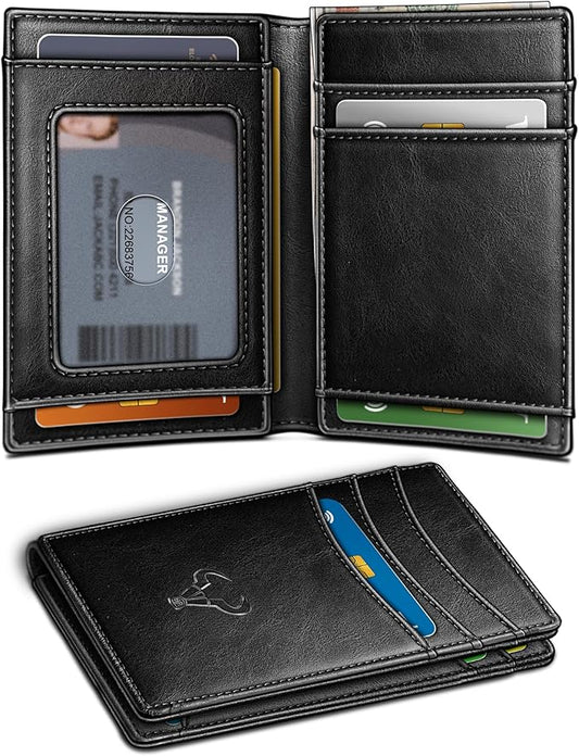 BULLIANT Slim Wallet For Men 12Cards,Magnetic Flip Build-in Money Clip Airtag Compatible-RFID Blocking
