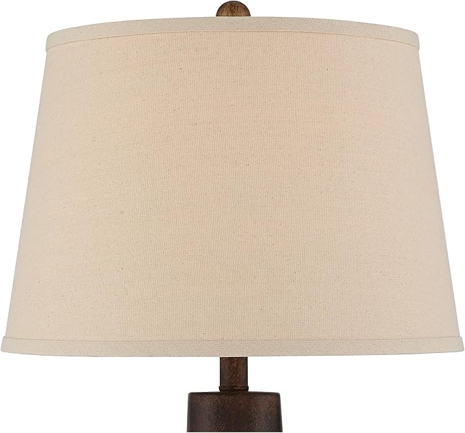 Regency Hill Glenn 27" Tall Urn Farmhouse Rustic Natural Cottage Southwestern Table Lamps Set of 2 WiFi Smart Socket Dark Terra Cotta Finish Living Room Bedroom Bedside Nightstand Fabric Shade