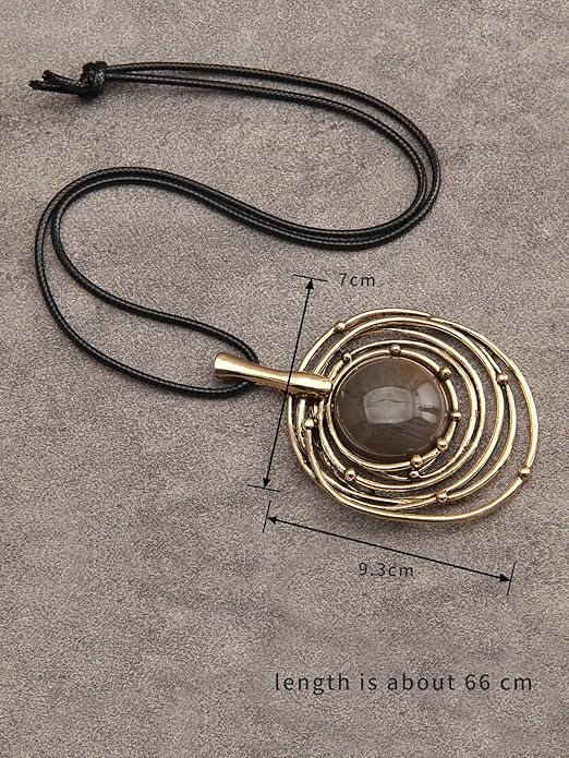 Leather Necklace for Women Boho Choker Necklace Long Cord Leather Pendant Bohemian Neckalce Vintage Alloy Pendant Leather Rope Necklace Wooden Necklaces for Women