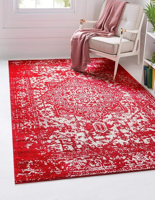 Rugs.com Arlington Collection Rug – 10' x 14' Red Medium-Pile Rug Perfect for Living Rooms, Large Dining Rooms, Open Floorplans