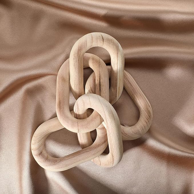 Decorative Wood Link Chain Wooden Chain Decor 5 Link Decoration for Family Party Home Office Decoration Supplies(Wood Color)