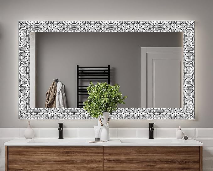 FLFK Mirror Frame Border - Black and White Peel and Stick Wall Borders Wallpaper Decal Trim Tape Geometric Pattern 5" x 240"