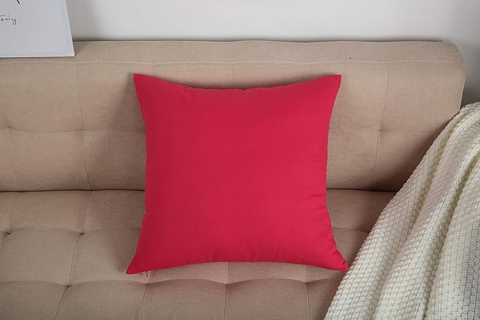 TangDepot Cotton Solid Throw Pillow Covers, 26" x 26" , Watermelon Red, 1 Count (Pack of 1)
