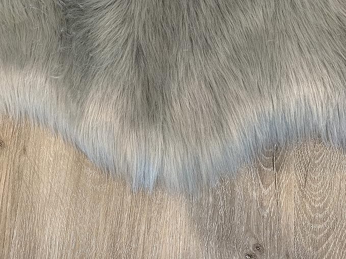LAMBZY Faux Sheepskin Super Soft Hypoallergenic Silky Shag Rug for Living Room, Kids Room, Sofa (Double Side by Side 3'x4, Grey)