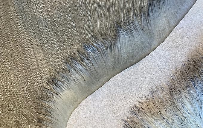 LAMBZY Faux Sheepskin Super Soft Hypoallergenic Silky Shag Rug for Living Room, Kids Room, Sofa (Sexto 6 Pelts 6'x6', White/Black Tips)