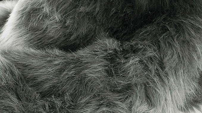 Luxe Gordon Faux Fur Rug with Soft and Fluffy Pile | Machine Washable Living Room Rug with Anti-Slip Backing | Cruelty-Free Area Rugs for Office or Bedroom, Grey, 6 ft Dia.