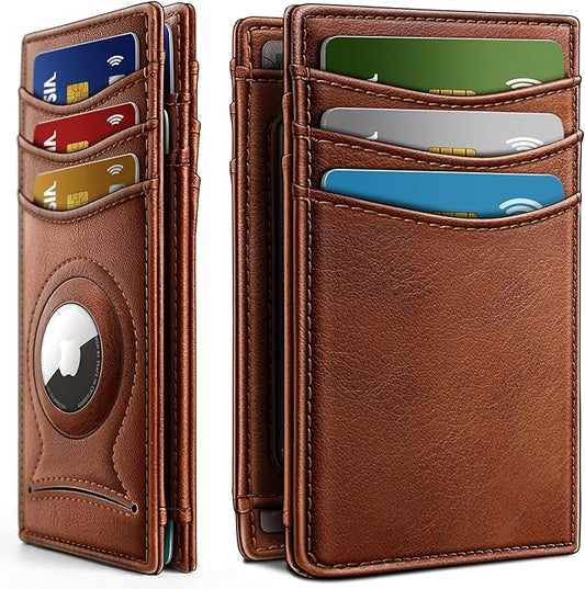 BULLIANT Slim Wallet For Men 12Cards,Magnetic Flip Build-in Money Clip Airtag Compatible-RFID Blocking