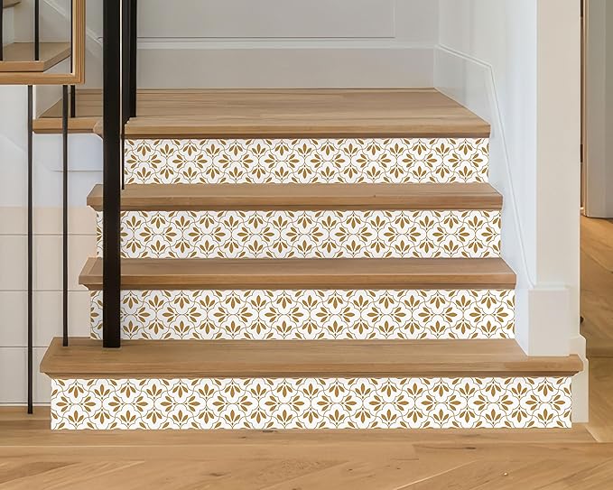 FLFK Wallpaper Border Gold and White Patterns Peel and Stick Wall Border Self Adhesive Wallpapers for Living Room Bedroom Kitchen Bathroom 7"x240"