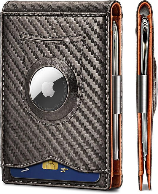BULLIANT Men Wallet Airtag&Standard Use,Slim Front Pocket Wallet Money Clip for Gifg Men RFID Blocking 11Cards