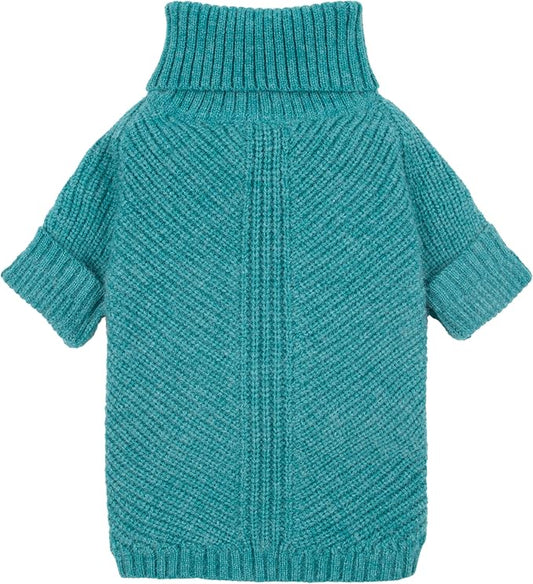 Fitwarm Turtleneck Dog Knitted Sweater, Thermal Winter Clothes for Small Dogs - Boy, Girl, Doggy Pullover Jumper, Pet Outfit, Teal Blue, XS