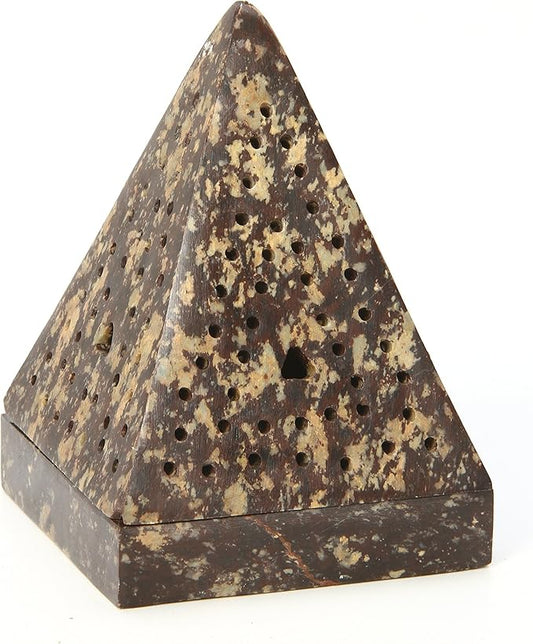 Hosley 5" Soapstone Triangle Pyramid Incense Cone Holder – Large Aromatherapy Burner & Ash Catcher for Incense Cones, Zen, Vastu, Reiki, Chakra Meditation, Spa Gift