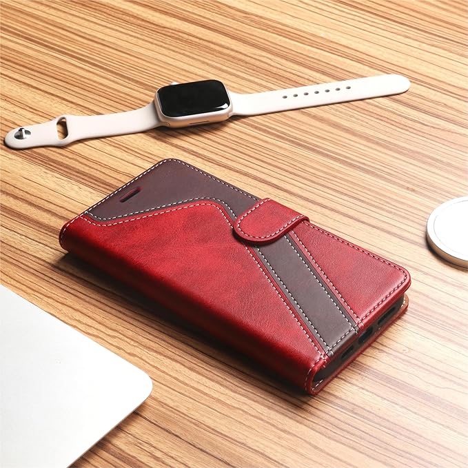 CIVICASE for iPhone 17 Pro Max Wallet Case,PU Leather Flip Case RFID Blocking Credit Card Holder Folio Magnetic Stand TPU Shockproof Cover Compatible with iPhone 17 Pro Max, Red Brown