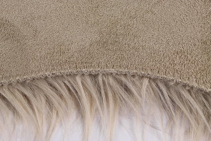 Nouvelle Legende Faux Fur Sheepskin Rug Single, Soft, Plush, Premium High-Pile Accent Rug for Bedrooms, Hallways & Living Spaces, Warm & Cozy, Faux Leather Backing, Easy Care, 23" x 40", Brown
