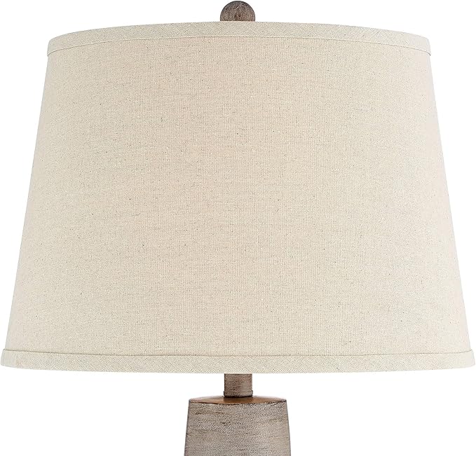 Regency Hill Glenn Rustic Country Cottage Style Table Lamps 27" Tall Set of 2 Southwest Urn Neutral Fabric Drum Shade Decor for Living Room Bedroom House Bedside Nightstand Home Office