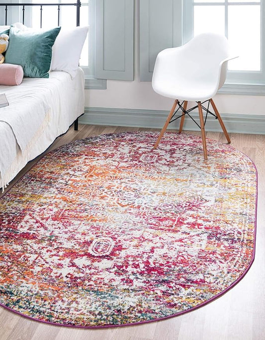 Rugs.com Arlington Collection Rug – 3' x 5' Oval Multi Medium-Pile Rug Perfect for Living Rooms, Large Dining Rooms, Open Floorplans