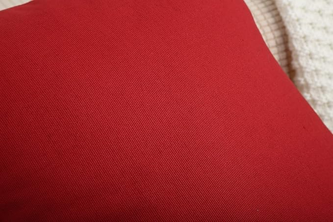 TangDepot Handmade Decorative Solid 100% Cotton Canvas Throw Pillow Covers/Cushion Covers, 45 Colors Available - (16" x16" , Deep Red, 2 Count (Pack of 1))