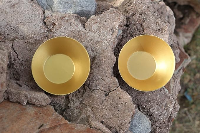 DeKulture Handmade Brass Tea Light Holder Set of 2 – Votive Candle Holders for Home Décor, Weddings, Table Centerpieces, and Gifts – 3 x 1 Inch