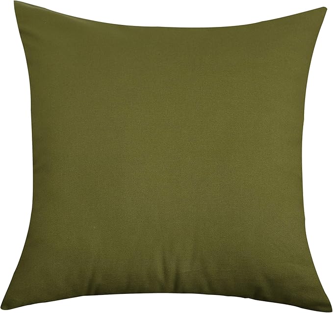 TangDepot Handmade Decorative Solid 100% Cotton Canvas Throw Pillow Covers/Pillow Shams, (14"x14", Olive Green)
