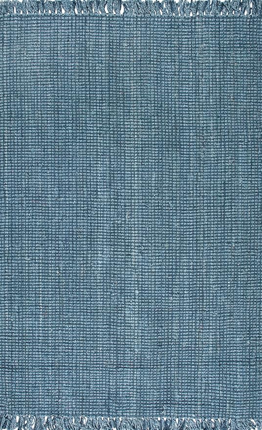 Nuloom Daniela Blue, 7'6" x 9'6", Handmade, Jute, Tassel, Soft and Textured, High Traffic, Stain Resistant, Easy Clean, Durable Area Rug for Bedroom, Living Room, Dining Space, Foyer, Entryway