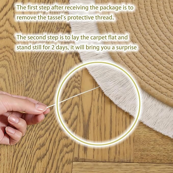 Cotton Rope Area Rug for Cats, Cat Scratching Rug, Washable Round Vintage Reversible Woven Tassel Rug, Soft and Stylish Home Accent, Easy Clean, Multiple Sizes (Coffee and Black, 24" (60cm))