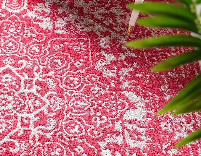 Rugs.com Arlington Collection Rug – 6' x 9' Pink Medium-Pile Rug Perfect for Living Rooms, Large Dining Rooms, Open Floorplans