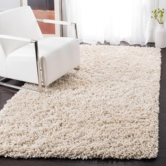 SAFAVIEH Sheep Shag Collection 5' x 8' Ivory SSG212A Handmade 1-inch Thick Area Rug