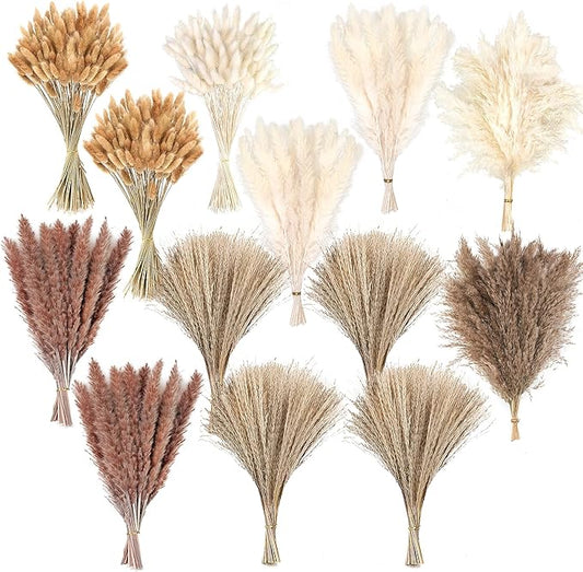 300 PCS Dried Pampas Grass Decor, Dried Flower Bouquets for Wedding, Home, Centerpiece Table, Modern Home, Western Living Room, Nurserie, Nursery, Boho Room, Beach, Women Office, and Boho Decor