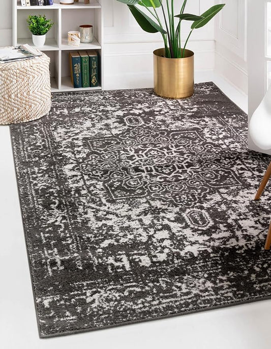 Rugs.com Arlington Collection Rug – 8' x 10' Dark Grey Medium-Pile Rug Perfect for Living Rooms, Large Dining Rooms, Open Floorplans
