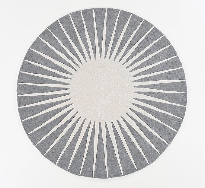 Modern Round Area Rug – Hand-Tufted with 100% NZ Wool, Thick & Soft Circular Carpet for Living Room, Bedroom & Dining Room Decor (Grey, 8' Round)