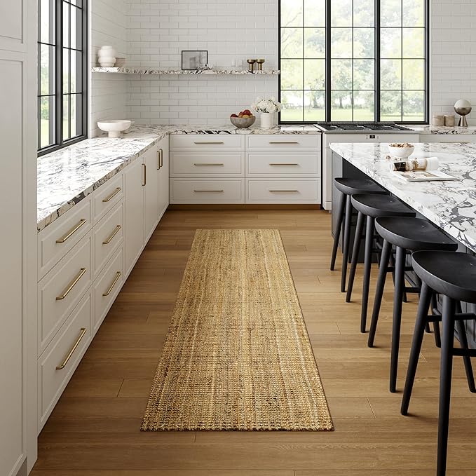 Nuloom Ashli Hand Woven, Natural, 2'6" x 10', Farmhouse, Jute, Soft and Textured, High Traffic, Stain Resistant, Easy Clean, Durable Runner for Bedroom, Living Room, Dining, Den, Foyer, Entryway