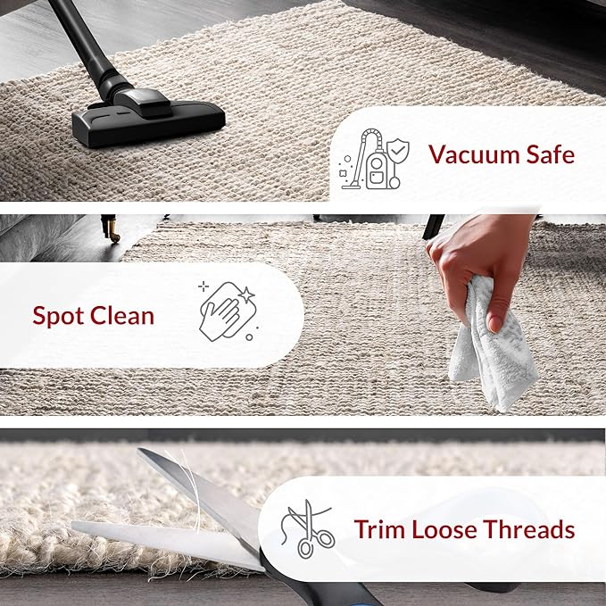 nuLOOM Ashli Solid Farmhouse Jute Area Rug, 8' Square, Off-white