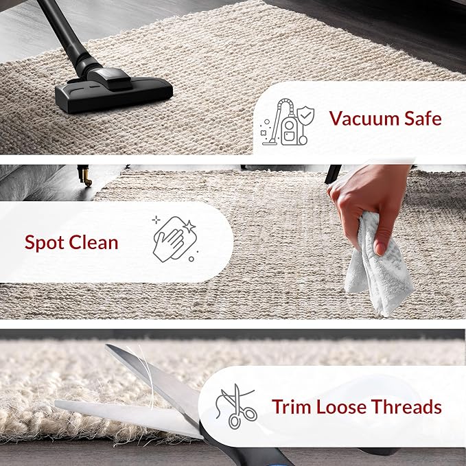 nuLOOM Ashli Solid Farmhouse Jute Area Rug, 3x5, Off-white