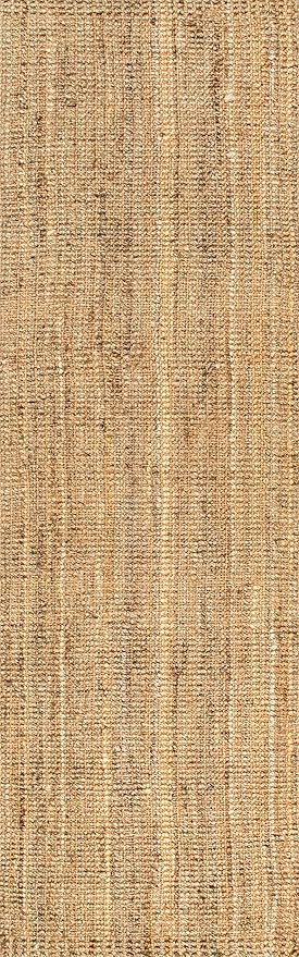 Nuloom Ashli Hand Woven, Natural, 2'6" x 12', Farmhouse, Jute, Soft and Textured, High Traffic, Stain Resistant, Easy Clean, Durable Runner for Bedroom, Living Room, Dining, Den, Foyer, Entryway